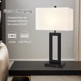 thumbnail image 2 of Touch Control Bedside Table Lamps with 2 USB Ports 3-Way Dimmable Modern Nightstand Lamp Sets Bedside Desk Lamp with Fabric Shade For Bedroom Table Living Room Reading (Black Base), 2 of 8