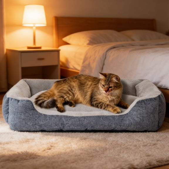 Basic Cuddler Dog and Cat Bolster Bed, Polyester with Recycled Polyfiber Filling, Machine Washable