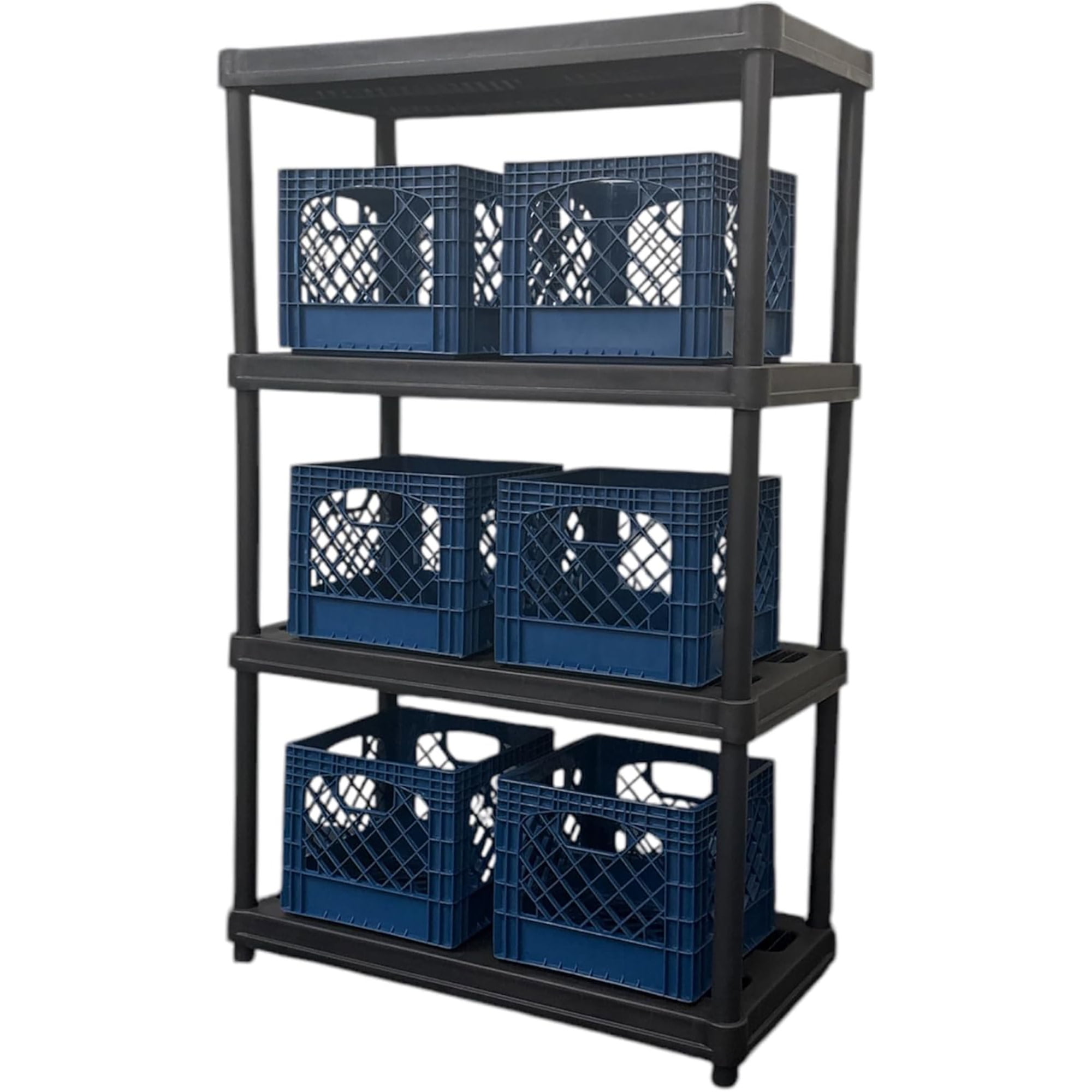 Juggernaut Storage: Milk Crate 2pk - 16 Qt, Blue - Multi-Purpose Storage Solution, Stackable Organization, Heavy-Duty Plastic Bins, Built-In Handles