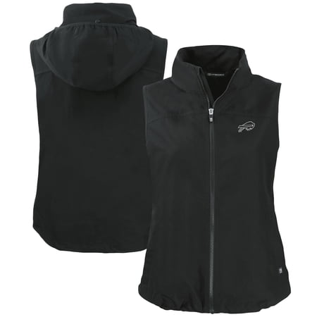 Women s Cutter & Buck Black Buffalo Bills Charter Eco Recycled Full-Zip Hoodie Vest