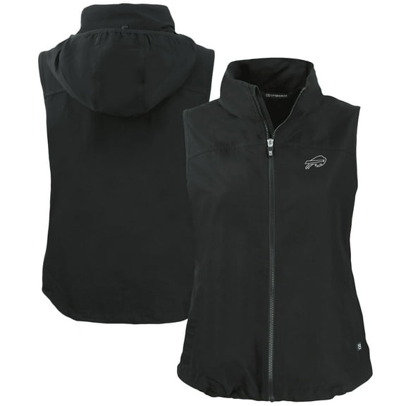 Women's Cutter & Buck Black Buffalo Bills Charter Eco Recycled Full-Zip Hoodie Vest