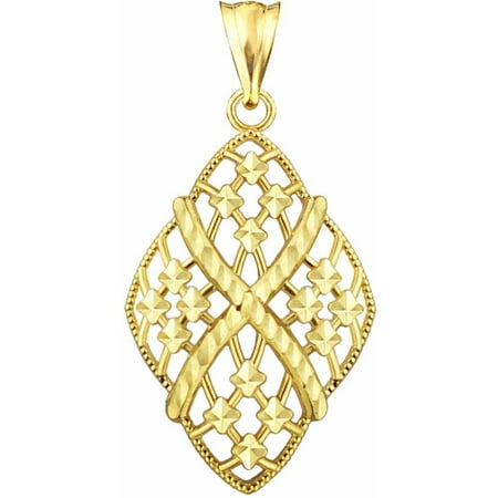 US GOLD 10kt Gold Diamond-Cut Fashion Charm Pendant