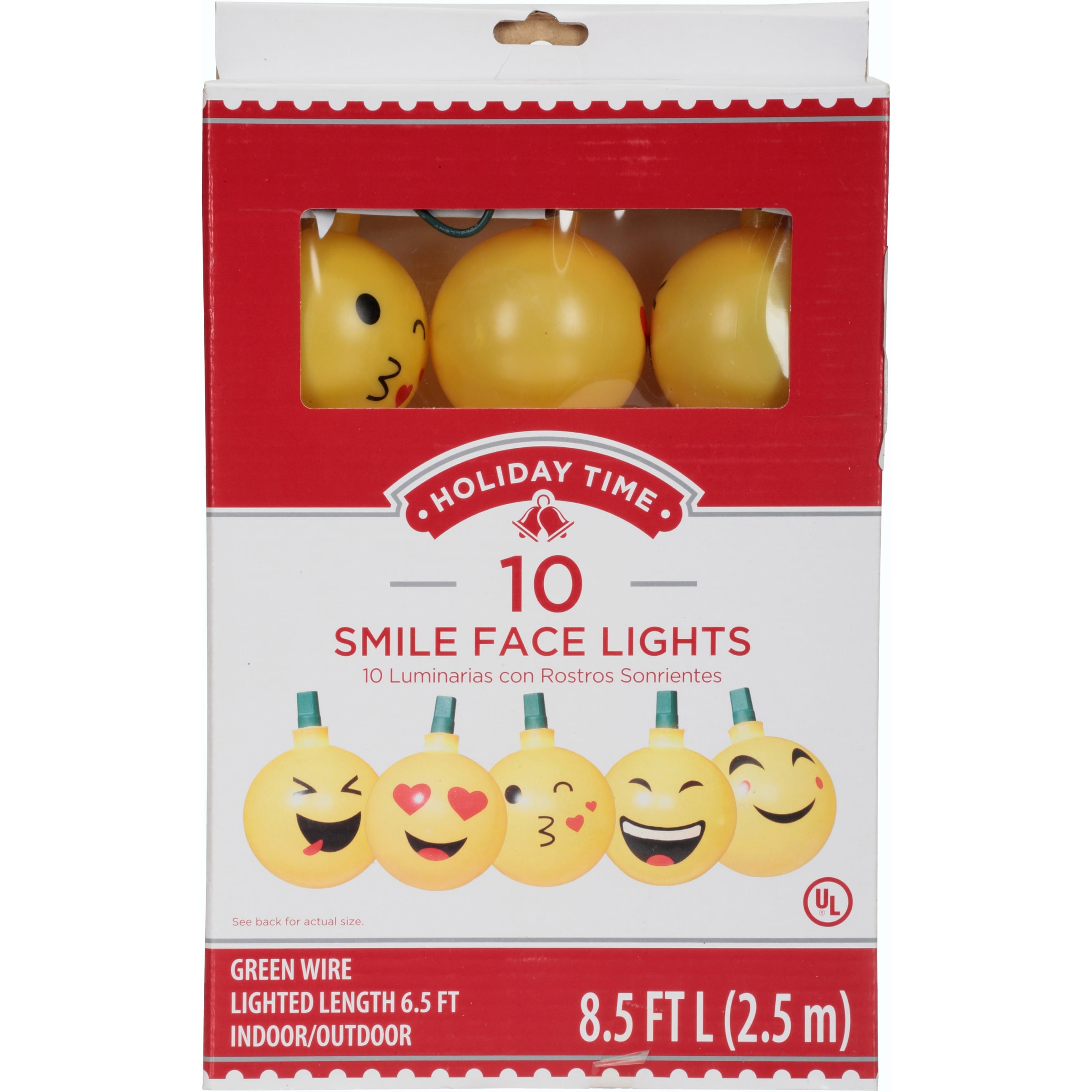New emoji smileface christmas lights holiday time 10 string8.5 ft NEW Emoji SmileFace Christmas Lights Holiday Time 10 String8.5 ft