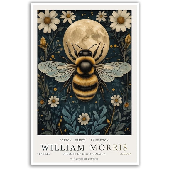 AVOI Bee Canvas Wall Art Print William Morris Decorative Wall Painting Vintage Animal Wall Decor Suitable for Office Living Room Bedroom Decoration Beautiful Frame: 16x16in