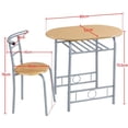 thumbnail image 3 of Juego Mesa de Cocina con 2 Sillas de Comedor Conjuntos de Mueble de 3 Piezas con Vino Estante Madera Natural+Plata, 3 of 5