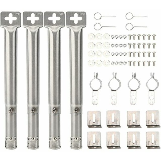 4 Piezas De Repuesto De Parrilla De Gas De Acero Inoxidable Ajustable Universal Accesorios De Parrilla De Quemador De Manguera Recta (Color: Plata)