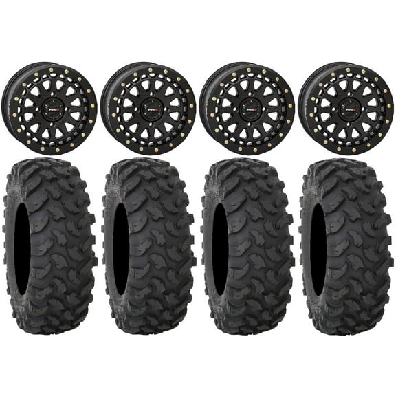 System 3 SB-6 15" Wheels Black (5 2) 35" XTR370 Tires Can-Am Commander Maverick Renegade Outlander Defender