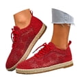 thumbnail image 3 of Womens Shoes,Casual Shoes Round Toe Flat Soled for Comfort Wear Large Casual Shoes for On Design,Shoes for Women,Red,7, 3 of 9