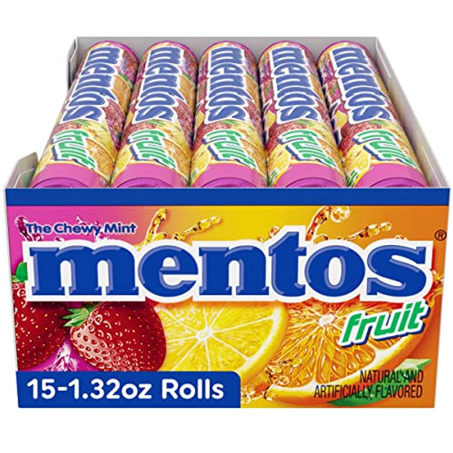 Mentos Candy,Easter, Mint Chewy Candy Roll, Fruit, Non Melting, Holiday, Party, Concessions, Office, 14 Pieces (Bulk Pack Of 15) - Packaging May Vary - image 2 of 3