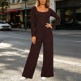 thumbnail image 2 of Ygbgbb Womens V Neck Cami Stripe Print High Waist Wide Leg Jumpsuit with Side Pockets for Beach Coffee XL, 2 of 6