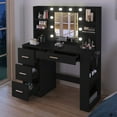 thumbnail image 2 of Uforic Vanity Makeup Table with 10 LED Lights, 4 Drawers, 8 Storage Shelves, Black, 2 of 9