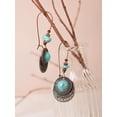 thumbnail image 3 of Boho Created Turquoise Bead Ethnic Round Pendant Earrings, Vintage Bohemian Hippie Jewelry Gift for Women, 3 of 7
