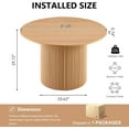thumbnail image 3 of NORDICANA 47" Round Kitchen Dining Table Fluted,Oak Wood Veneer Tabletop, Wood Strip Base, 3 of 9