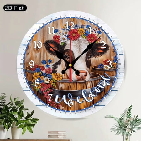 Shabby Chic Home Sweet Home Floral Bird Silent Round Wall Clock for Farmhouse Decor