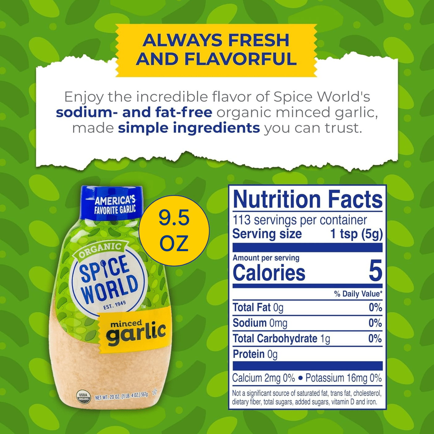 Spice World Organic Minced Garlic (2-Pack) - 9.5 oz Squeeze Bottles, Includes Galley Grove Sugar Free Peppermint Breath Mints