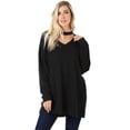 thumbnail image 1 of JED FASHION Women's Oversized Choker Tunic Sweater Top, 1 of 1