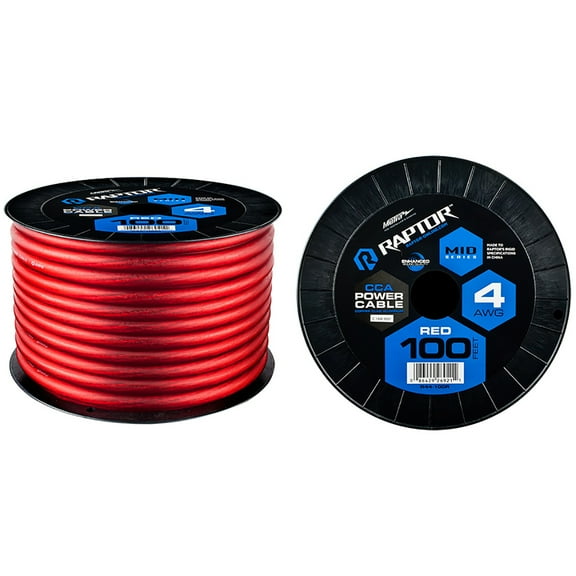 Raptor R4R4-100 100' 4 AWG Red CCA Mid-Series Power Cable