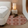 thumbnail image 2 of Round Rugs 3Ft, Brown Boho Round Area Rug Washable Indoor Throw Carpet, Retro Farmhouse Abstract Floral Motifs Small Non Slip Circle Rug for Bedroom Living Room Home Decor Aesthetic, 2 of 8
