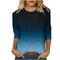 thumbnail image 1 of SwiftWear Tees for Women Trendy Fashion Round-Neck 3/4 Sleeves T Shirt Gradient Color Casual Loose Dark Color Basic Tops, 1 of 5