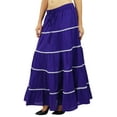thumbnail image 3 of Bimba Womens Long Flaired Cotton Skirt Boho Maxi Bottoms Elastic Waist Indian Clothing, 3 of 7