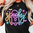 thumbnail image 1 of Cute Colorful Neon Spooky Ghost , Halloween Boo Bow , Neon Halloween tee - As Picture - L, 1 of 2