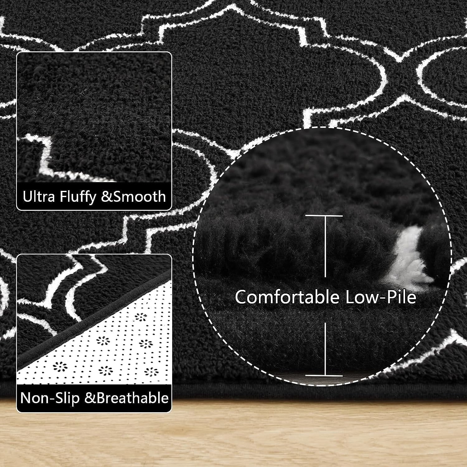 Lochas Soft Modern Area Rug Boho Geometric Rugs for Bedroom Living Room Nursery Modern Home Decor Carpet,4'x6',Black & White