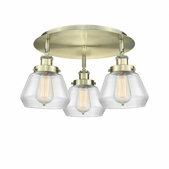 Innovations Lighting Fulton - 3 Light 18" Flush Mount Antique Brass/Clear