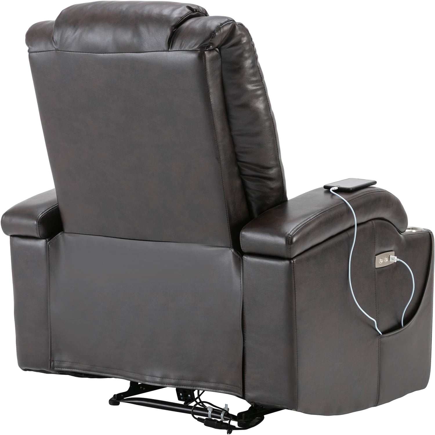 Kadyn Power Motion Recliner, Power Lift Chair with USB Charge Port and Cup Holder, PU Lounge Chair for Living Room, Brown Kadyn Power Motion Recliner, Power Lift Chair with USB Charge Port and Cup Holder, PU Lounge Chair for Living Room, Brown