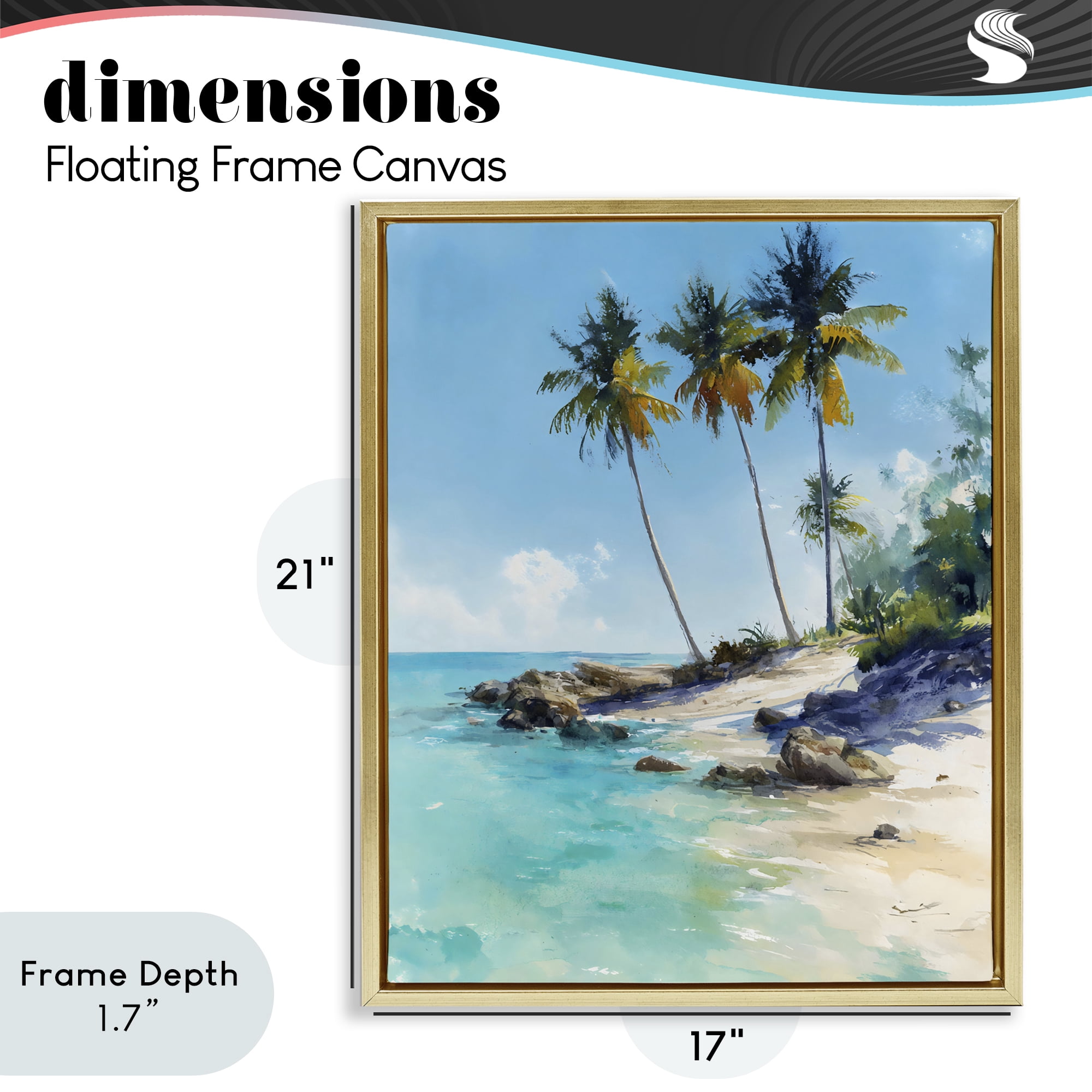 Stupell Industries Rocky Tropical Shore Gold Framed Floater Canvas Wall Art, design by Franklyn Gregory