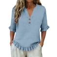 thumbnail image 5 of Womens Clothes Shorts Kelon Womens Blouses Short Sleeve Shirts V Neck Linen Cotton Business Casual Blouses 2026 Summer Tops Business Causal Dressy Work Top, 3XL, 5 of 6