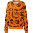 thumbnail image 3 of Sweatshirt d'Halloween pour Femmes Imprimé Citrouille et Chat Manches Longues Col Rond Graphique Pull Décontracté d'Automne, 3 of 5