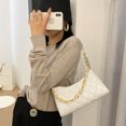 thumbnail image 3 of Bolsa Bolso de mano con cadena para mujer. patrón de celosía. bolso de hombro y axilas de PU simple (blanco) Ehuebsd Nuevos Originales, 3 of 9