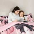 thumbnail image 4 of Feelyou Teen Bowknot Pumpkin Bedding Comforter Set 7-Piece, Black Pink Halloween King Bedding Sets, Kawaii Ghost Bat Reversible Bed Sheets, Super Cozy Room Decor, 4 of 7