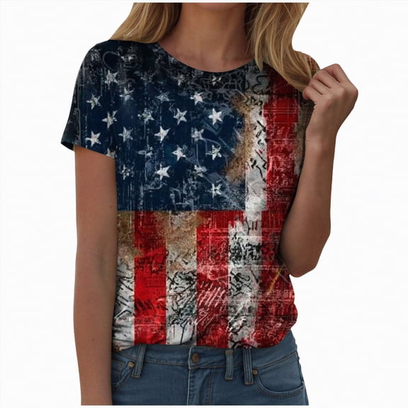 mgoYE T-Shirt for Women 250th Anniversary USA Shirt Women's American 250th Anniversary Printed Casual Sweatshirt 250 Years 1776–2026 Patriotic Shirt|Dark Blue XL
