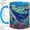 Blue, variant on Underwater Blue Whale Accent Mug, 11oz Ceramic Coffee Cup for Ocean Lovers