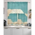 thumbnail image 2 of Teal Blue Sky Kitchen Curtains Sets 24 Inch Length with Valance, Vintage Modern Clouds Landscape Swag Valances and Tiers Curtain Set Drapes Swag Curtains for Living Room, Bathroom, Bedroom, Cafe, 2 of 6