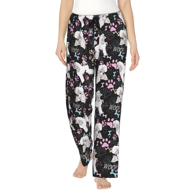Balery Cute Poodle Dog Pantalones de pijama para mujer, pijamas ultraligeros, pantalones de estar por casa-3X-Large
