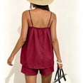 thumbnail image 5 of Karymi Womens Summer Tops 2 Piece Linen Blend Outfit Set, Square Neck Thin Spaghetti Strap Tank Top+Elastic High Waist Casual Shorts with Side Pockets Rompers for Women, 5 of 7