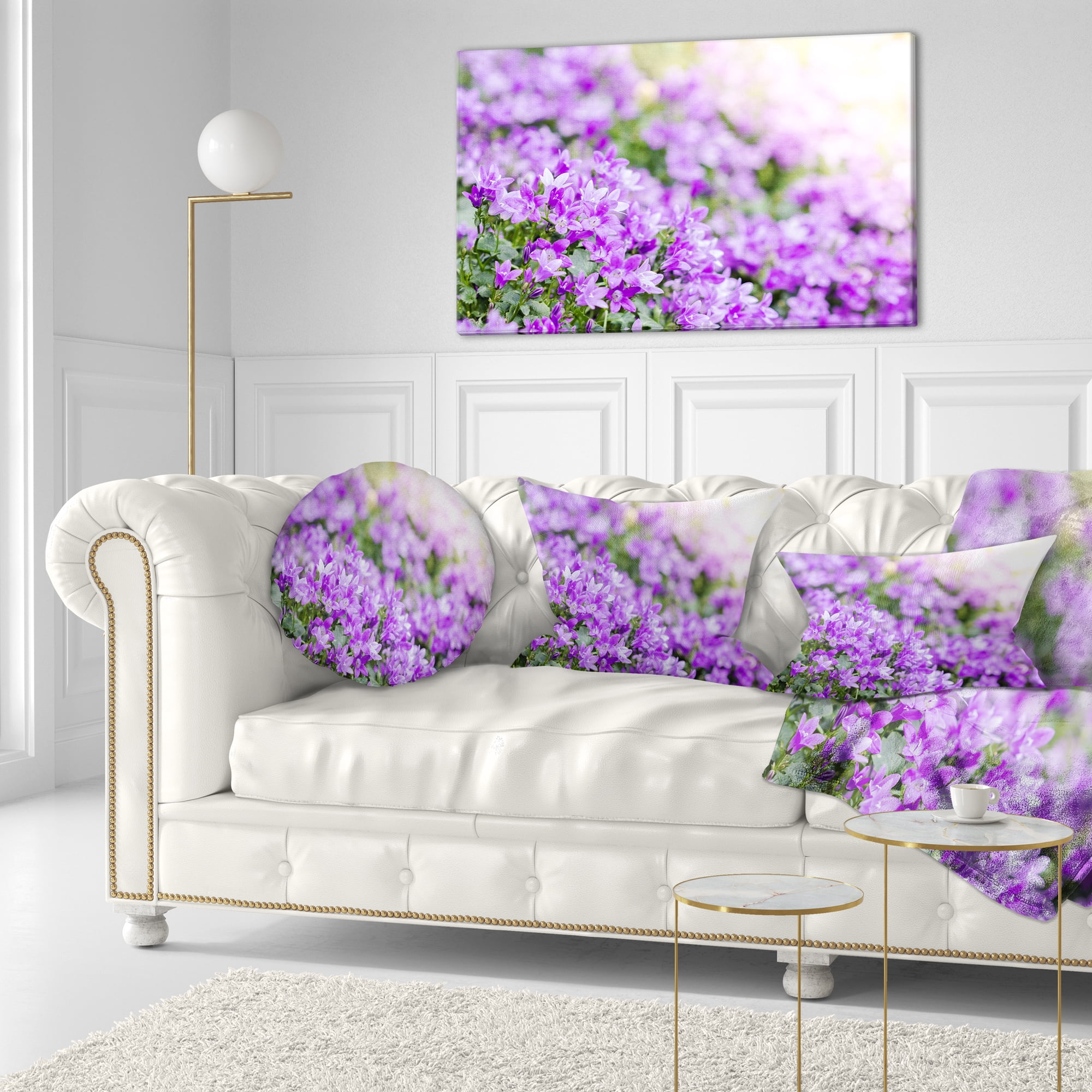 Designart Beautiful Campanula Flower Bouquet - Floral Throw Pillow - 12x20