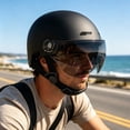 thumbnail image 4 of Ventilated Electric Scooter With Flip Up Clear Visor Lightweight Shock Absorbing Safety Hard Hat For E Bike Moped Motorcycle Commute Rainy Outdoor Riding Gear, 4 of 7
