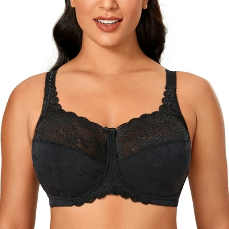 

DELIMIRA Women s Wireless Plus Size Lace Full Coverage Unlined Comfort Bra