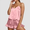 thumbnail image 4 of Satin Pajama Set for Women 2 Pcs Camisole Top and Shorts Loungewear for Women Matching Set, 4 of 7