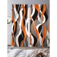 thumbnail image 3 of Abstract Stripes Sheer Curtains 84 Inch Length 2 Panels Set for Living Room/Bedroom, Retro Modern Orange Black Gray Lines Curtain Sheers Drapes Rod Pocket Curtains Window Treatment Set 52''x84''x2, 3 of 7