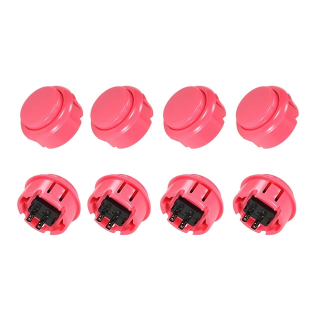 Unique Bargains 30mm Mounting Hole Momentary Game Push Button Switch for Arcade Video Games Pink, 8pcs