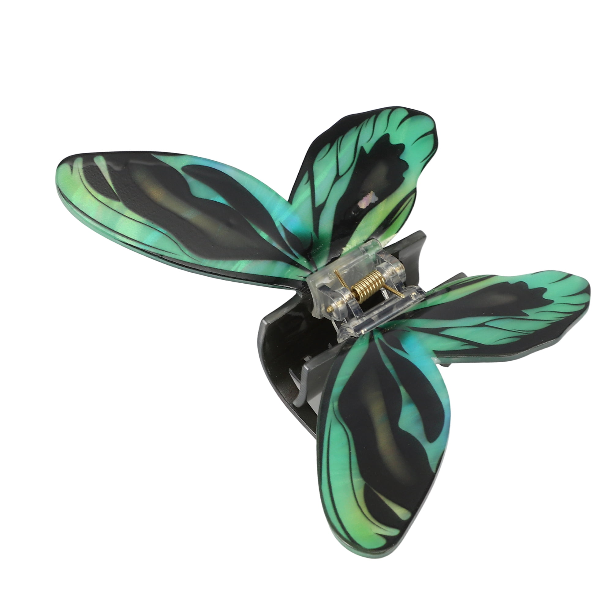 Unique Bargains Butterfly Hair Clips Hairdo Clip for Women 4.49"x3.35"x1.57" Green Black
