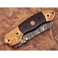 thumbnail image 3 of WHITE DEER Executive Series Damascus Folding Knife Rose Copper Bolster Bison Grip, 3 of 8