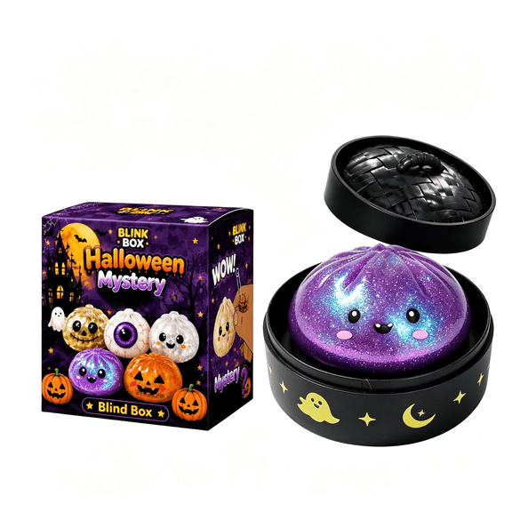 Halloween Dumpling Squishy with Steamer, Slow Rising Squishy Fidget Sensory Toy, Elastic Stretch Stress Balls for Halloween Party Gift, 2 Inch