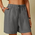 thumbnail image 2 of Olyvenn Bermuda Shorts for Women Wide Leg Linen Shorts for Women Casual Vacation Beach Plus Size Short Pants with Pockets Dark Gray L, 2 of 9