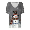 thumbnail image 3 of Ladies Casual Fashion Christmas Theme Snowflake Snowman Print V Neck Short Sleeved T Shirt Top Womens Long Sleeve Spandex T Shirt Womens Tee Lightweight T Shirts Women Athletic Tops for Women Long, 3 of 3