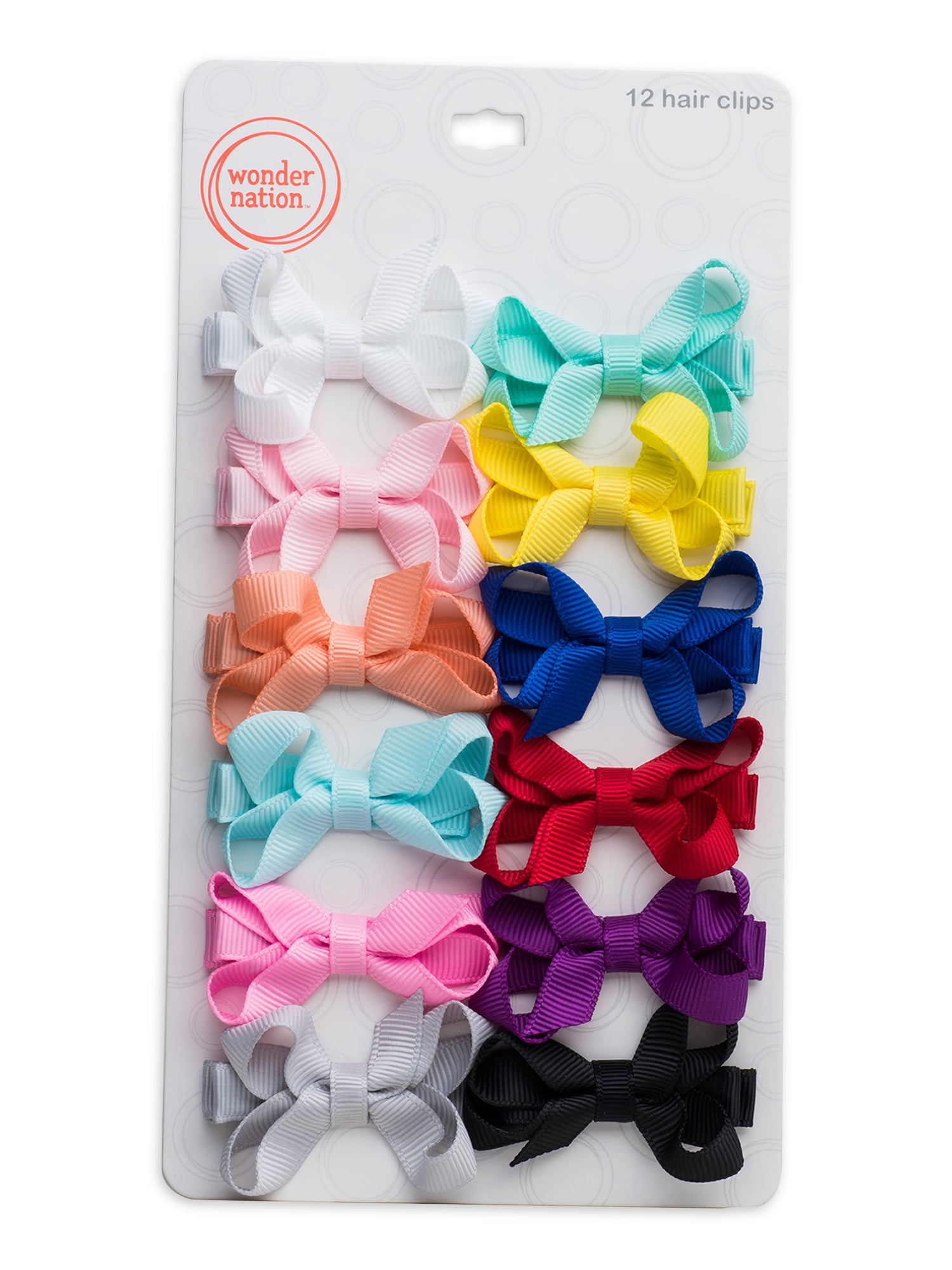 Wonder Nation Baby Girls Bow Clips, 12-Pack